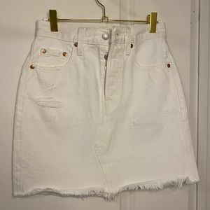 White denim mini skirt